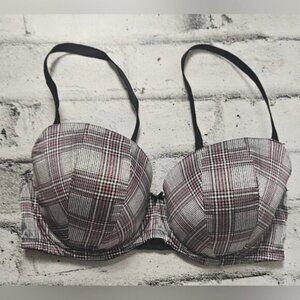 Victoria's Secret Satin Plaid Padded Bra with Underwire